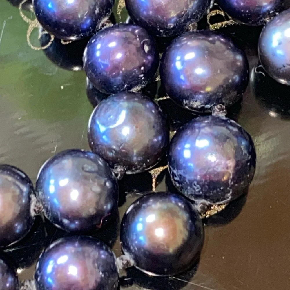 Genuine Black Akoya Pearl Necklace 18” - Picture 3 of 15